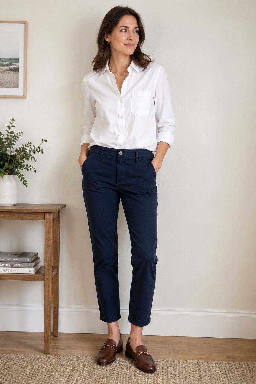 J.Crew High Rise Girlfriend Chino Pants Women’s Size 6 Navy Blue Stretch